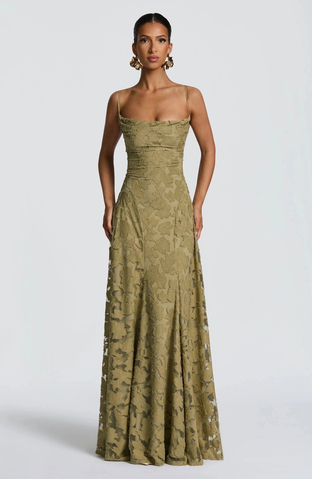 Penelope | Elegant Lace Maxi Races Dress with Corset Bodice
