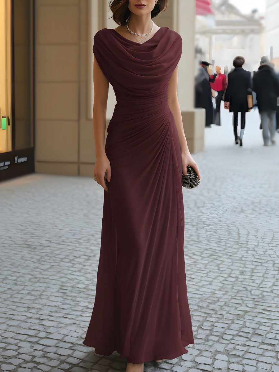 Poppy | Elegant Draped Cowl Neck Races Dress