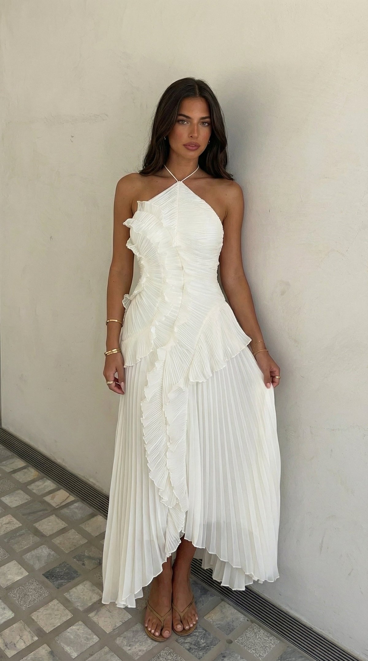 Sadie | Graceful Halter Neck Ruffle Races Dress