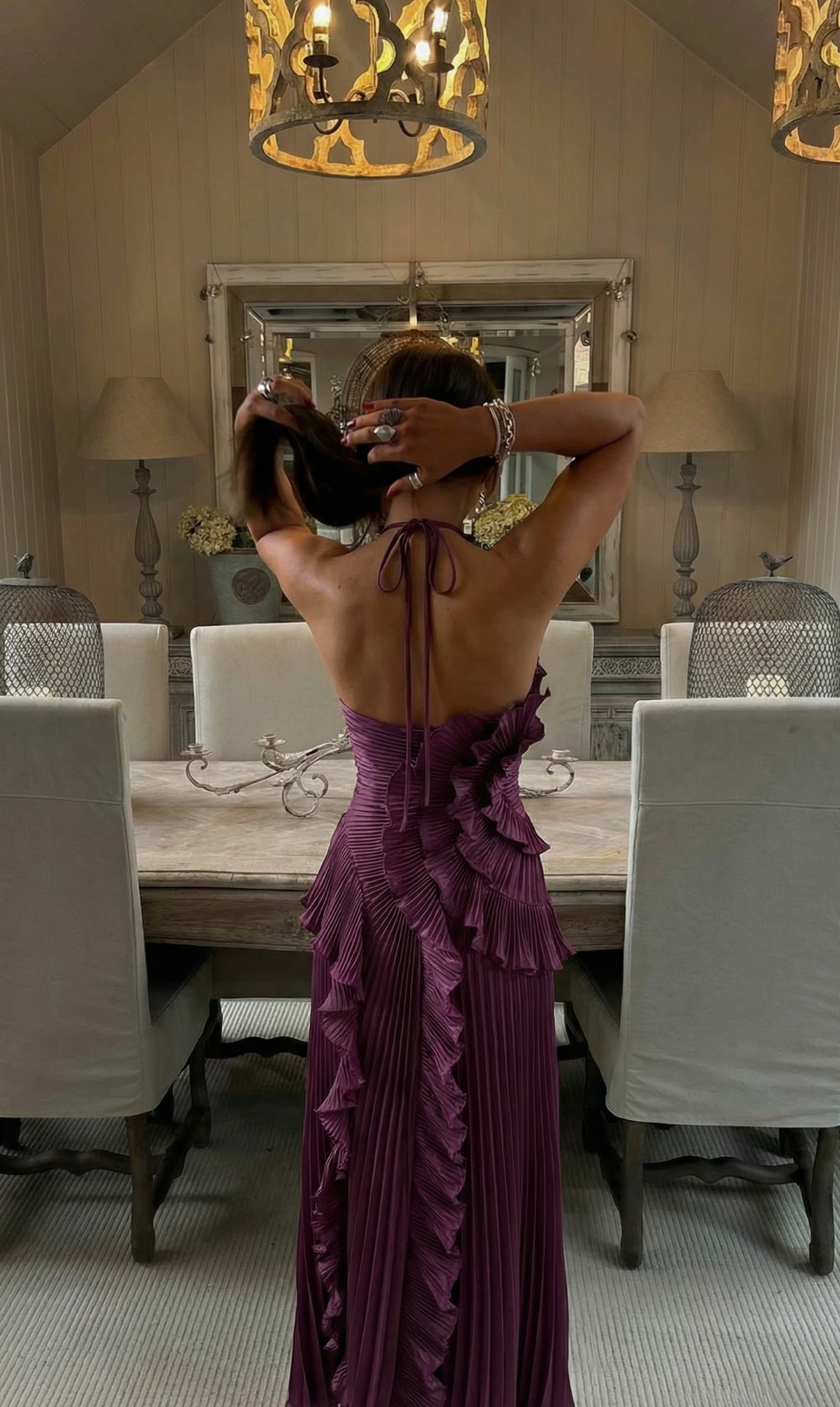 Sadie | Graceful Halter Neck Ruffle Races Dress