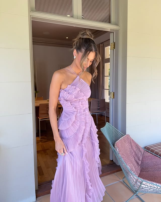 Sadie | Graceful Halter Neck Ruffle Races Dress