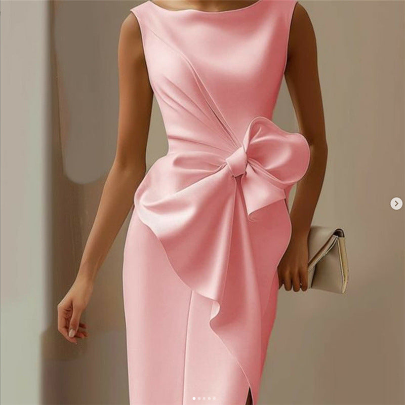 Zara | Elegant Bow Detail Midi Sheath Race Dress
