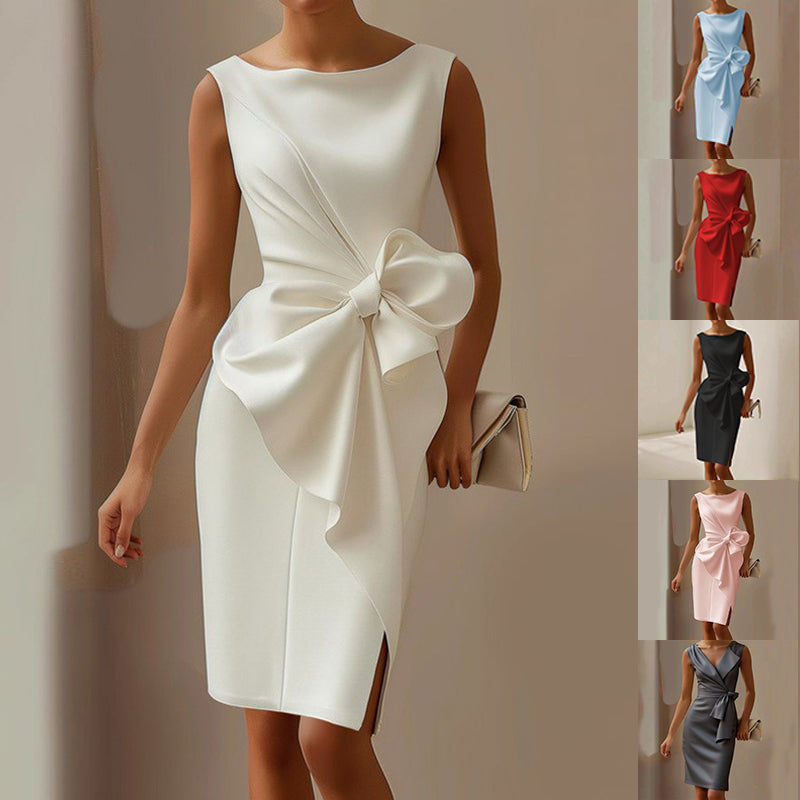 Zara | Elegant Bow Detail Midi Sheath Race Dress